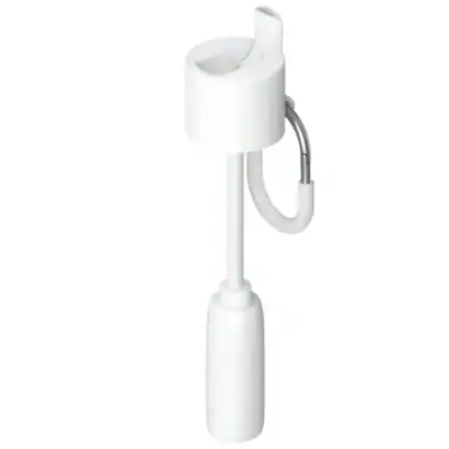 Lave-main industriel blanc avec flexible et support, idéal pour installation sanitaire et nettoyage professionnel.