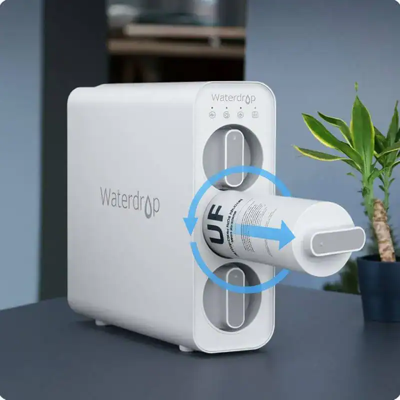Filtres à eau Waterdrop pour purification d'eau, faciles à installer et remplacer, améliorant la qualité de l'eau domestique.