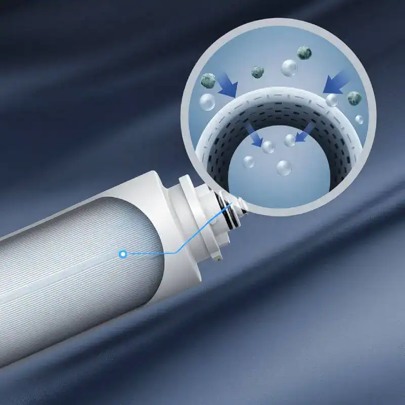 Filtre à eau avec filtration avancée, purification éliminant impuretés et bactéries, pour une eau saine.