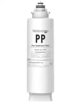 Filtre pré-sédiment Waterdrop PP pour filtration d'eau, compatible avec systèmes de purification à domicile.