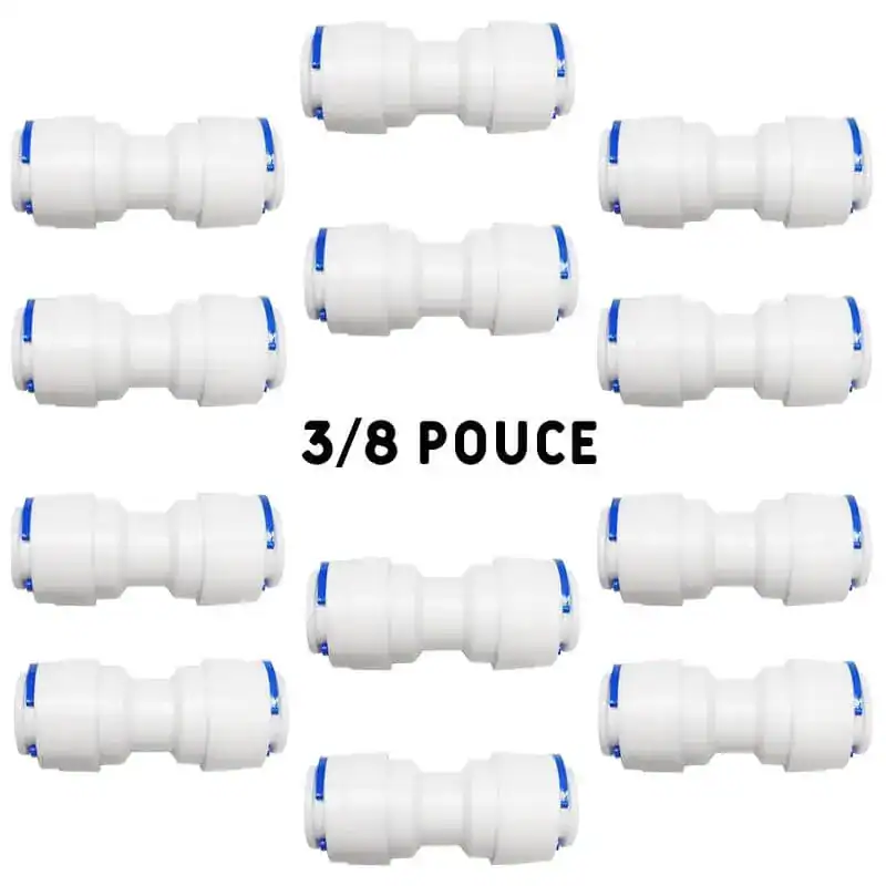 raccords-manchon-38-pouce - Boutique Diproclean 2. raccords de plomberie en plastique 3/8 pouce pour systèmes d'eau potable, filtration et réparation, haute qualité et durabilité, disponibles chez Diproclean.