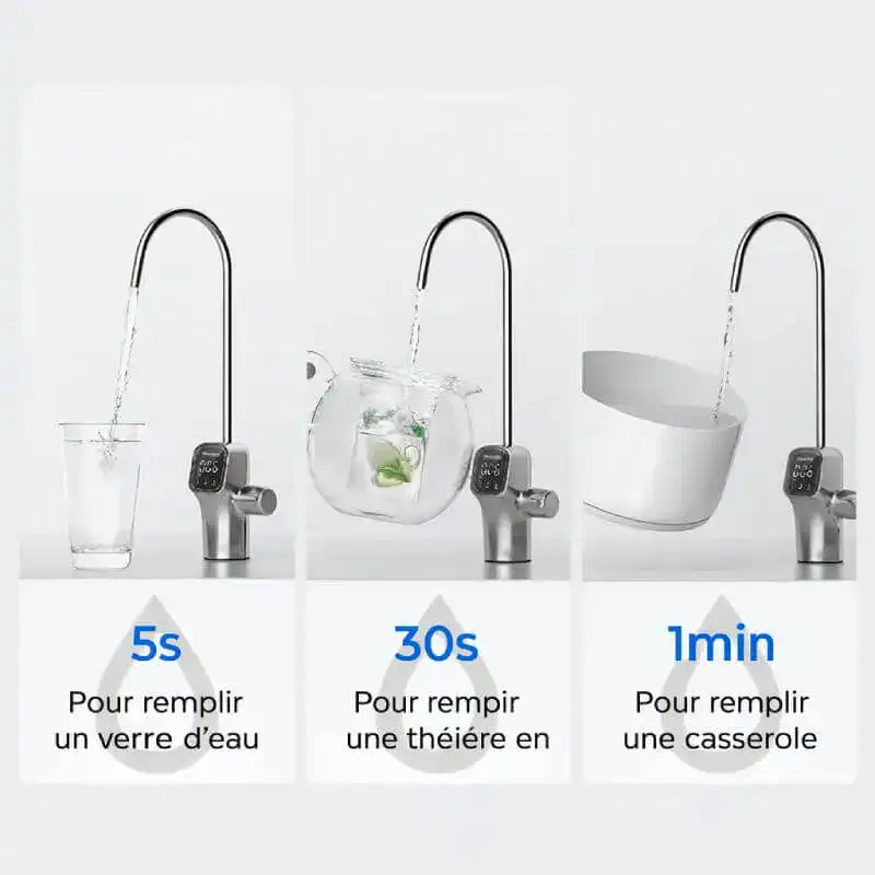 Robinet multifonction avec dosage automatique d’eau pour efficacité et économie.