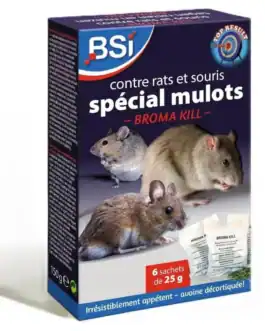 Solution efficace contre rats et souris, Bromo Kill, 6 sachets de 25 g, collageur décoratif.