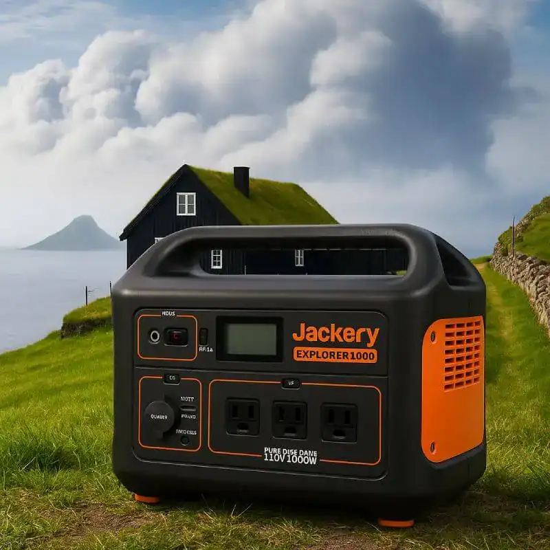 Générateur électrique portatif Jackery Explorer 1000 pour alimentation en énergie d'urgence ou en camping, avec plusieurs prises et grande capacité.