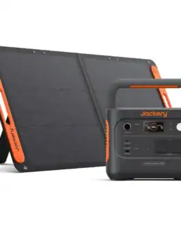 Batterie externe portable Jackery Explorer 1000 avec panneau solaire pour recharge écologique et autonome. Idéal pour camping, randonnée ou secours en cas d'urgence.
