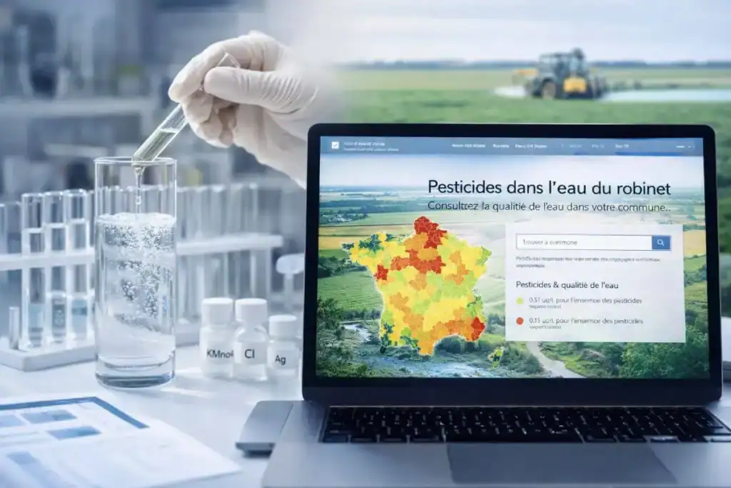 Pesticides & Eau. - Boutique Diproclean Analyse de la qualité de l'eau du robinet en France pour détecter la présence de pesticides avec un outil digital.