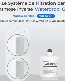 Filtre waterdrop G2 pour osmose inverse, compatible avec modèles WD-G2-W, WD-G2-B, WD-G2CW M W. Améliore la qualité de l'eau avec un système de filtration efficace.