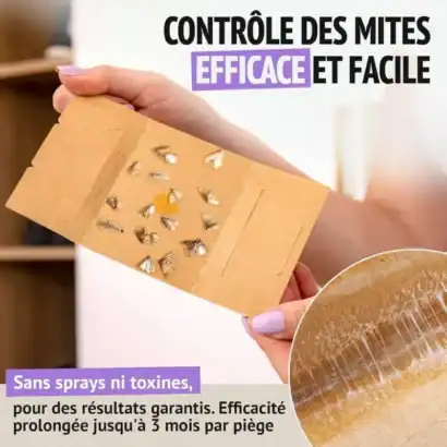 2. Solution efficace sans sprays ni toxines pour contrôler les mites, assurant des résultats durables avec une efficacité prolongée jusqu’à 3 mois par piège, pour une maison saine.