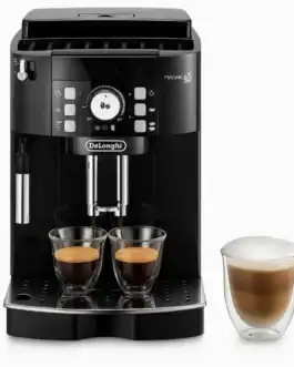 Une machine à café DeLonghi automatique pour des expressos riches et aromatiques, idéale pour la maison ou le bureau, avec fonction de frothing pour boissons crémeuses.