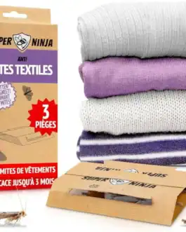 Anti-mites textiles efficace jusqu’à 3 mois, élimine les mites et les œufs, pratique pour protéger vos vêtements. Facile à utiliser, parfait pour un rangement sûr.