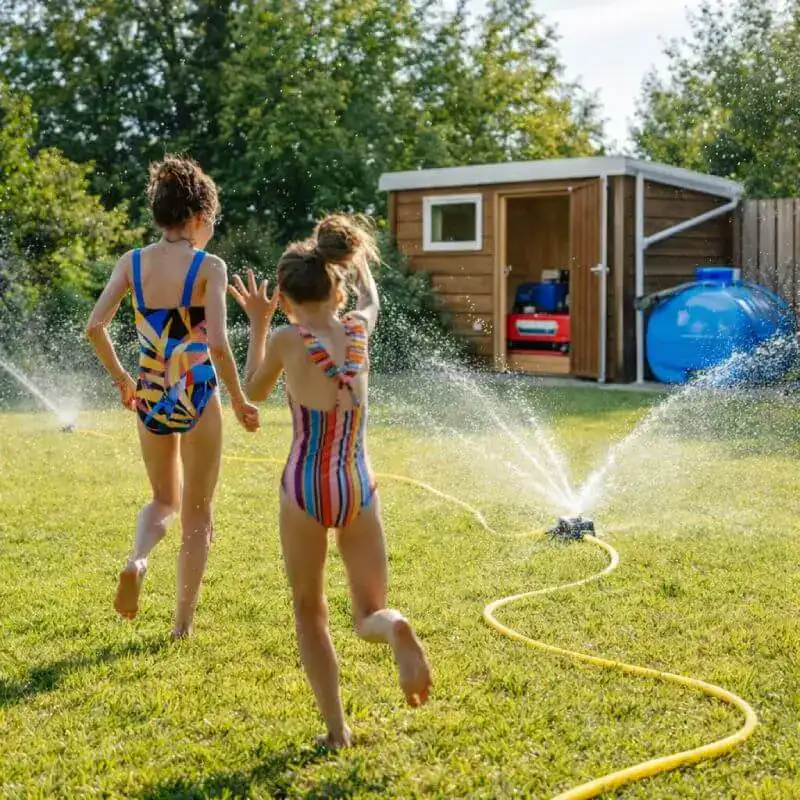 Jardins avec arroseurs pour enfants, espace extérieur ludique et convivial pour profiter de l'été. Amusez-vous en famille avec des jeux d'eau et créez des souvenirs inoubliables.