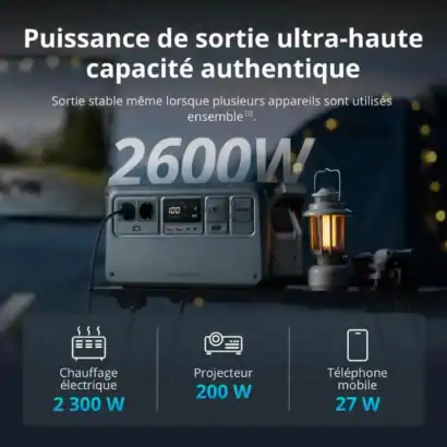 Puissance portable. - Boutique Diproclean Énergie haute performance, générateur fiable pour outils, camping et urgences. Solution électrique 2600W, idéal pour chauffage, projection et smartphone avec faible consommation.