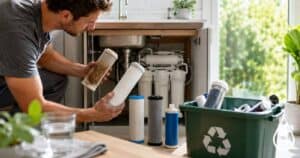 Nettoyage de filtres sous évier avec outils professionnels pour une eau propre et saine. Service de qualité pour l'entretien de votre plomberie et filtration domestique.
