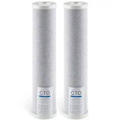 Filtre à charbon actif CTO 5 microns, 2 pièces, 20 pouces, pour purification d'eau. Idéal pour améliorer la qualité de l'eau dans votre système de filtration.