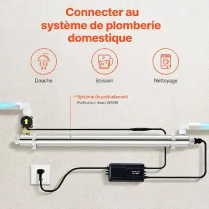 Stérilisateur d'eau UV 55W inox 2,7 m3/h - Boutique Diproclean Stérilisateur d'eau UV 55W pour traitement efficace de l'eau de forage, en inox, capacité de 2,7 mètres cubes par heure, idéal pour la désinfection domestique et professionnelle.