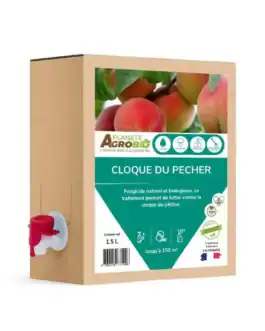 Produit biologique pour traiter la cloque du pêcher, 1,5 L, efficace contre les maladies fongiques, respectueux de l'environnement, idéal pour la santé des arbres fruitiers.