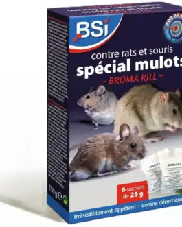Sachets antiparasitaires pour souris et mulots, 150g, avec avoine décortiquée, solution efficace contre rats et souris, idéal pour la lutte professionnelle et domestique.