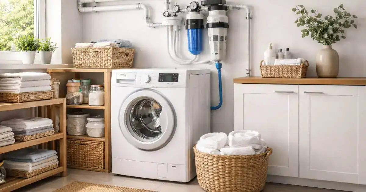 Machine &agrave; laver aliment&eacute;e par un syst&egrave;me d&rsquo;eau de pluie