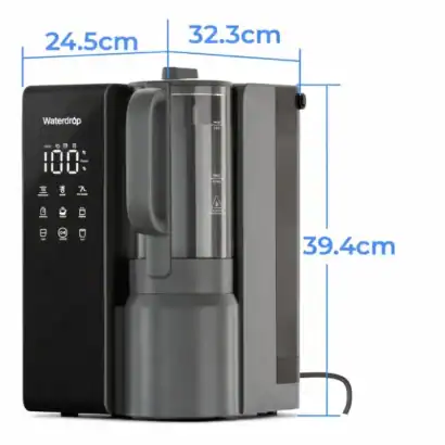 Distributeur d'eau chaude instantanée C1H - Boutique Diproclean Dimensions du distributeur d'eau osmosée sur comptoir M1 de Waterdrop.