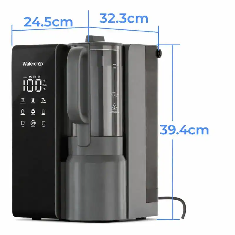 Distributeur d'eau chaude instantanée C1H - Boutique Diproclean Dimensions du distributeur d'eau osmosée sur comptoir M1 de Waterdrop.