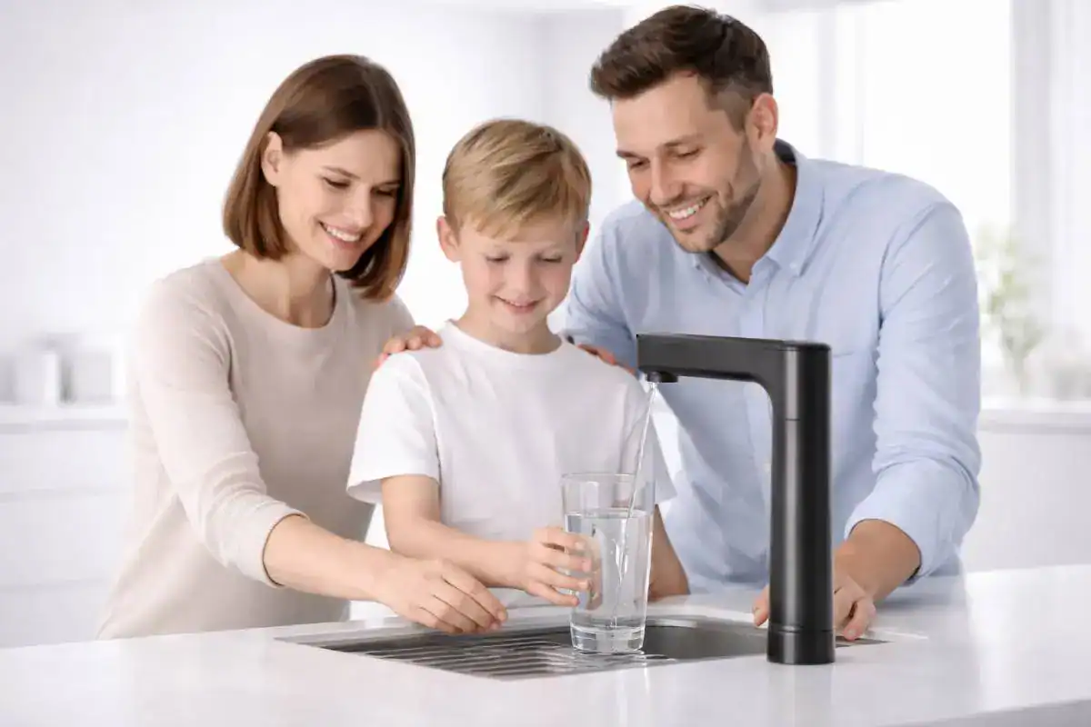 Famille utilisant de l'eau filtrée Waterdrop
