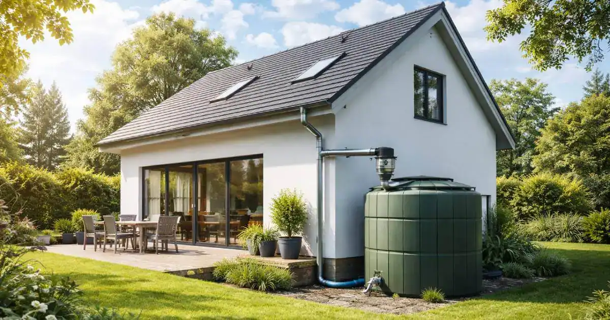 Maison &eacute;quip&eacute;e d&rsquo;un syst&egrave;me de r&eacute;cup&eacute;ration d&rsquo;eau de pluie