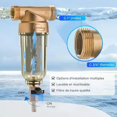 Filtre d'eau pour robinet, purification efficace, installation facile, r&eacute;utilisable, haute qualit&eacute;.