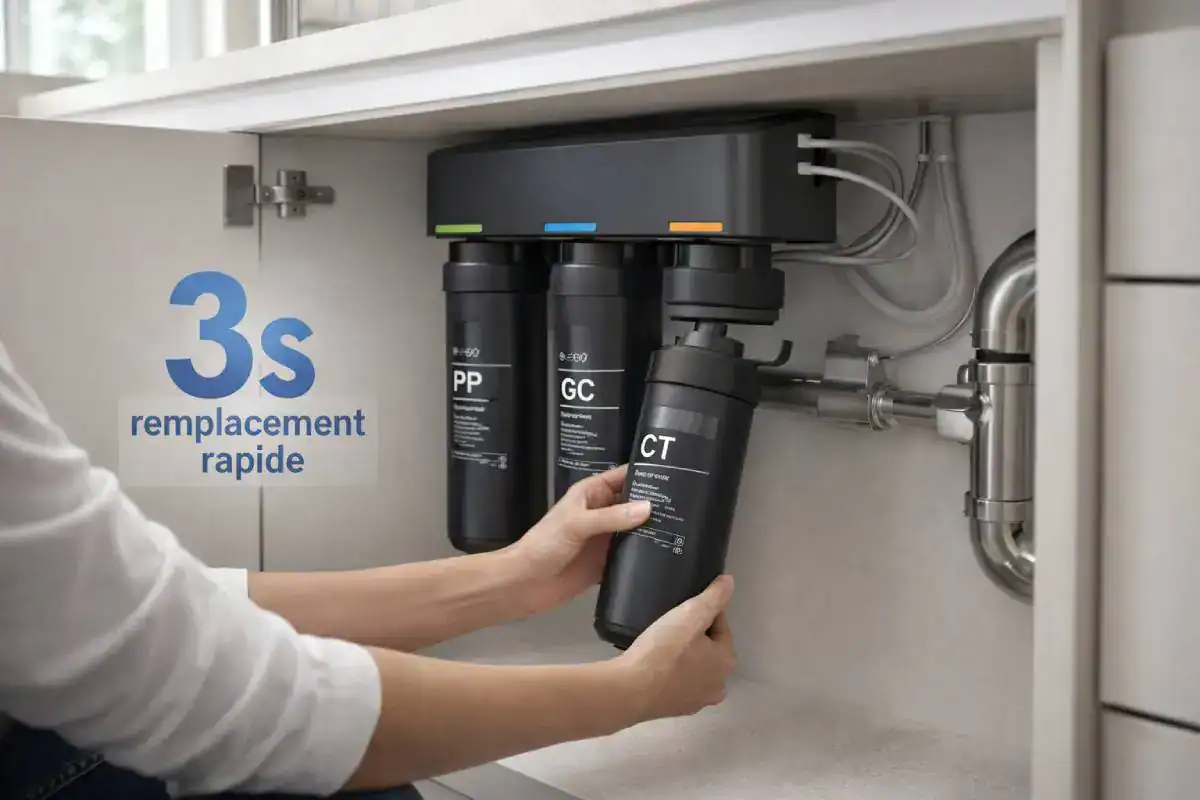 Remplacement rapide en 3 secondes des cartouches Waterdrop