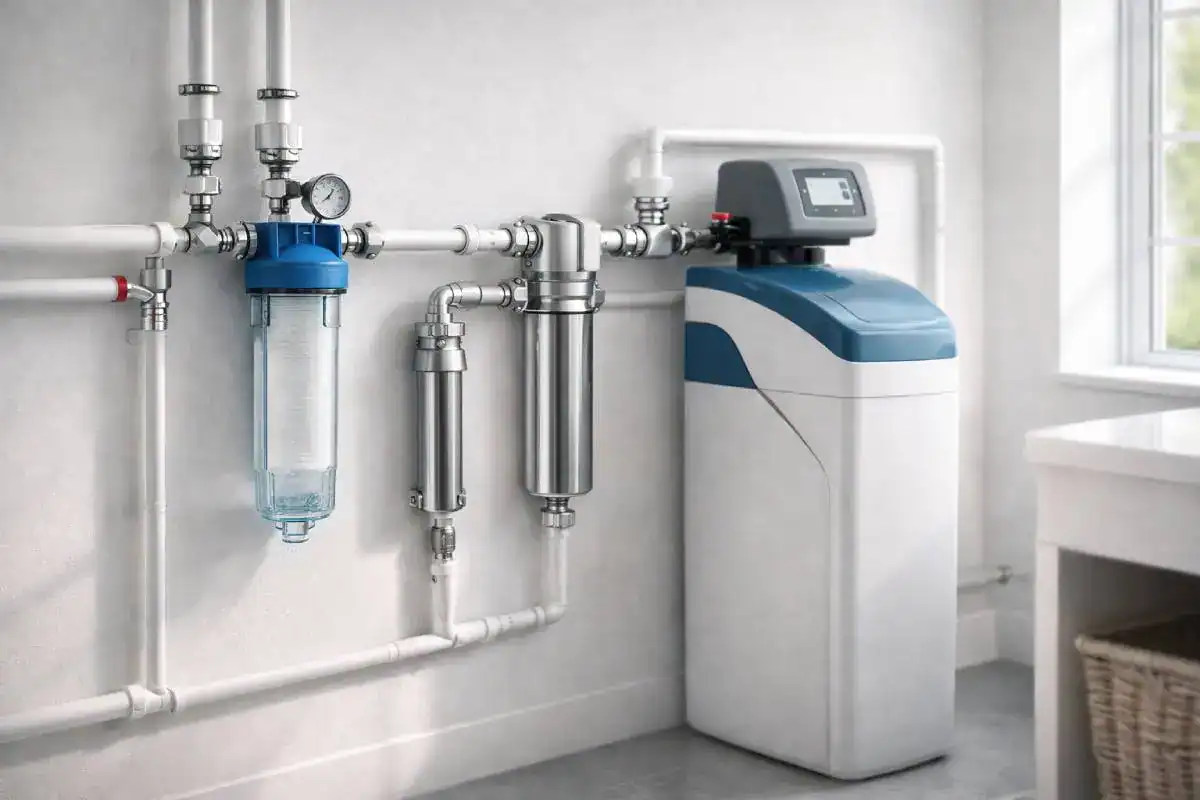 Syst&egrave;me de traitement de l&rsquo;eau domestique avec plusieurs technologies anti-calcaire