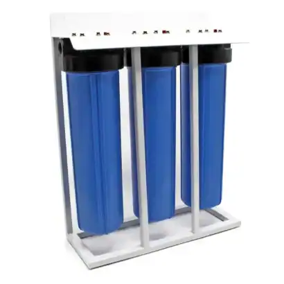 Filtre station d'eau Big 20 Pouces avec sédiments et charbon actif, idéal pour purifier l'eau de ville. Facile à installer et à entretenir pour une eau plus saine.