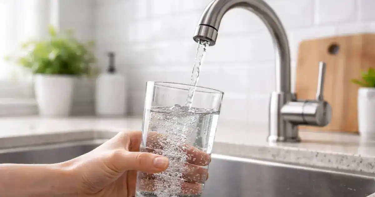 Eau filtr&eacute;e au charbon actif dans un verre