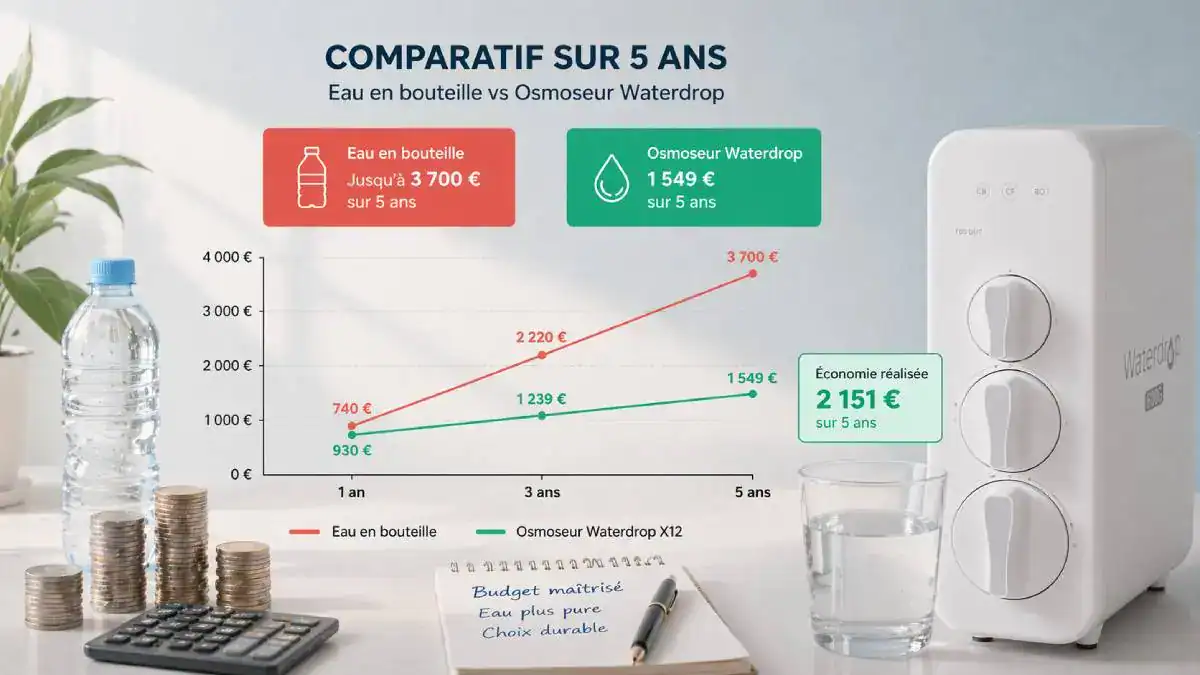Co&ucirc;t d'entretien des filtres chaque ann&eacute;e pour votre osmoseur Waterdrop