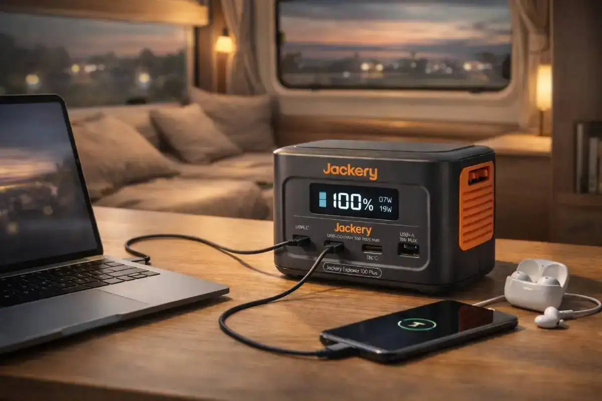 Jackery Explorer 100 Plus utilis&eacute; en secours l&eacute;ger &agrave; la maison ou en d&eacute;placement
