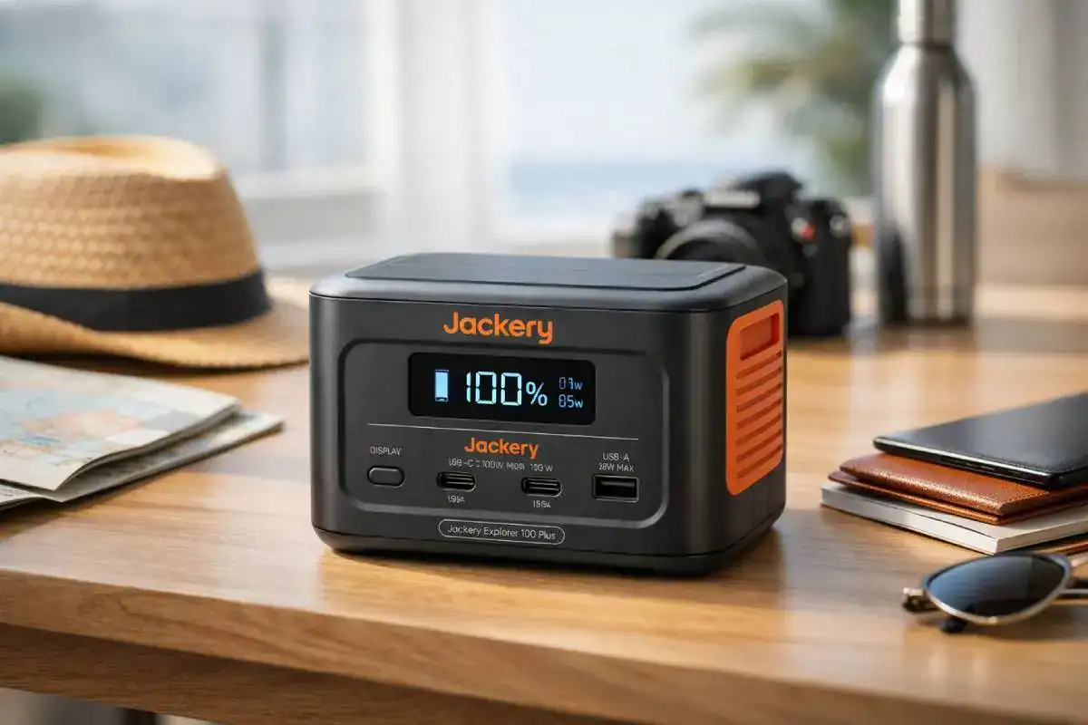 Jackery Explorer 100 Plus dans un environnement nomade moderne
