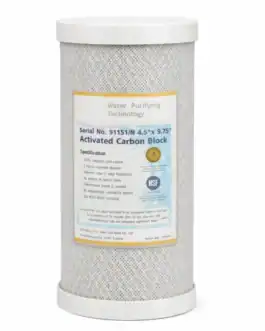 Filtre à charbon actif Big Blue 10 pouces pour purification d'eau, élimine odeurs et contaminants, idéal pour systèmes de filtration industriels et domestiques.