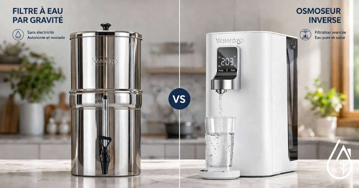 Filtre par gravit&eacute; ou osmoseur inverse pour filtrer l&rsquo;eau de boisson