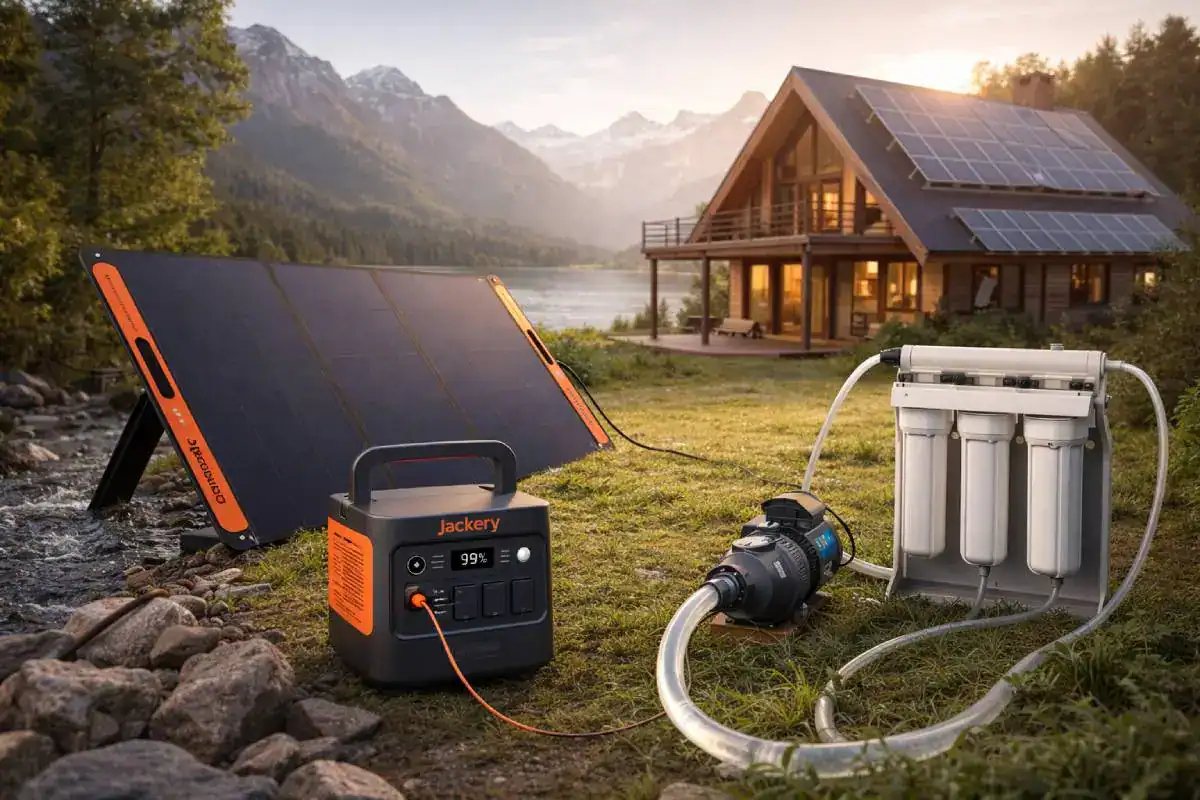 Utilisation station &eacute;lectrique avec filtration d&rsquo;eau en autonomie