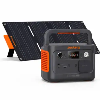 Station &eacute;lectrique Jackery Explorer 300 Plus avec panneaux solaires 40W pour alimentation portable et &eacute;cologique.
