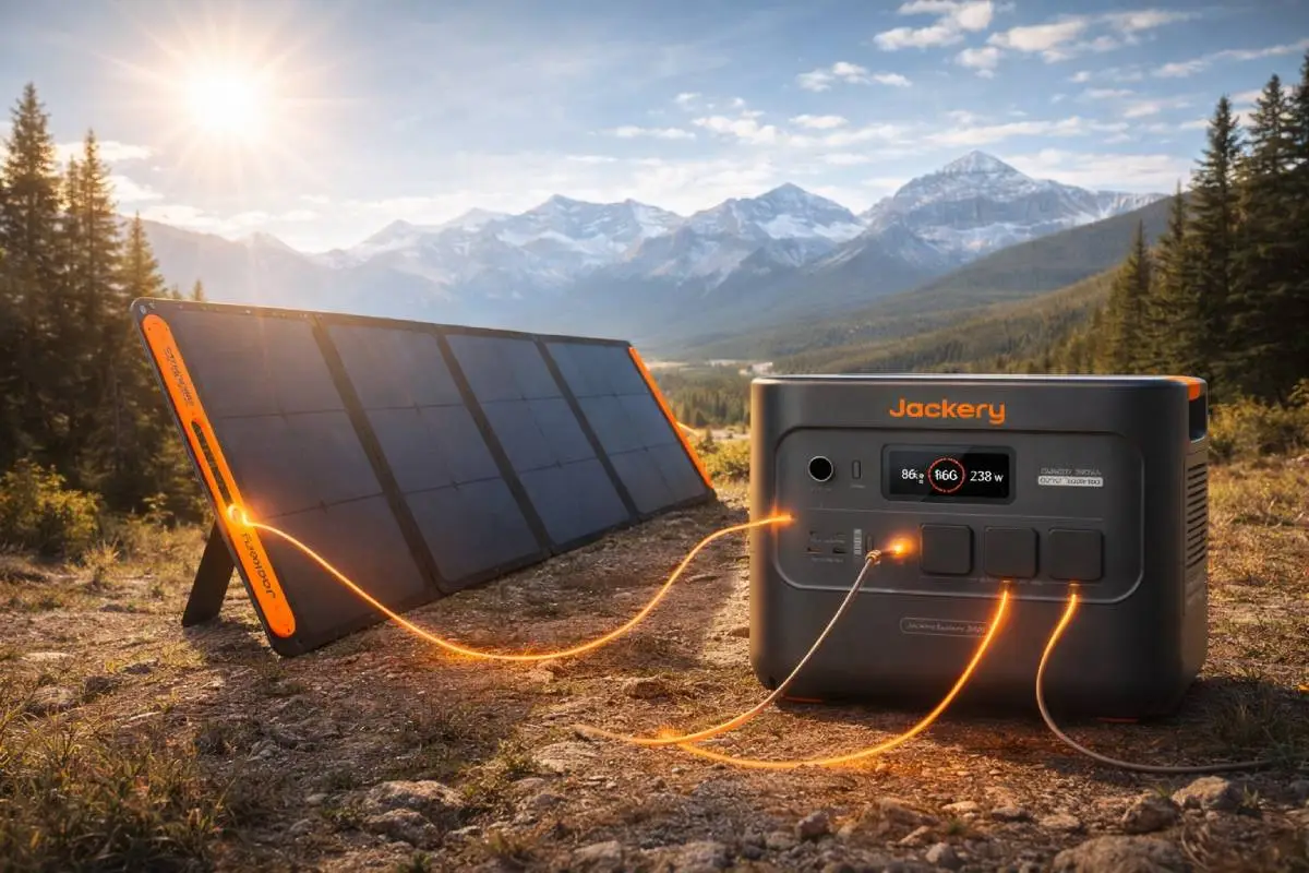 Station &eacute;lectrique en autonomie avec panneau solaire