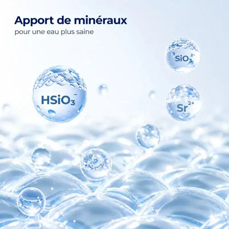Apport de min&eacute;raux et pH dans l'eau osmos&eacute;e de l'osmoseur K19-HG.