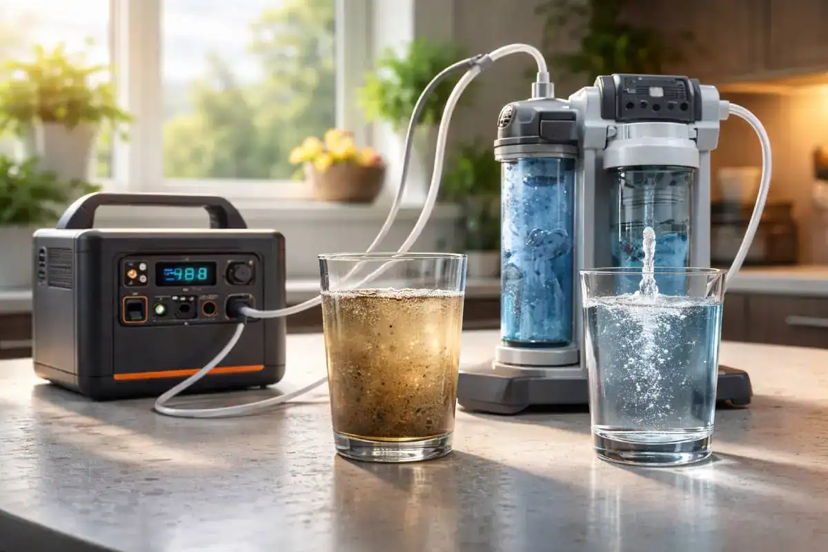 Filtration eau avec station &eacute;lectrique