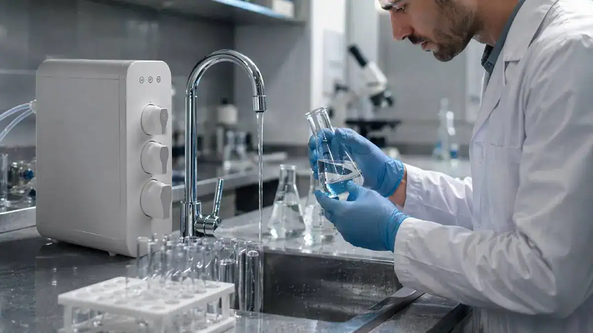 Contr&ocirc;le de qualit&eacute; de l'eau filtr&eacute;e par un osmoseur Waterdrop