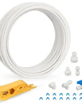 Kit de tube de 15 mètres pour réfrigérateur et osmoseur, avec connecteurs et outils d'installation, idéal pour plomberie et filtration d'eau.