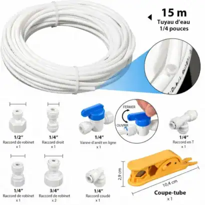 Tube de plomberie flexible de 15 m&egrave;tres pour r&eacute;frig&eacute;rateur et osmose.