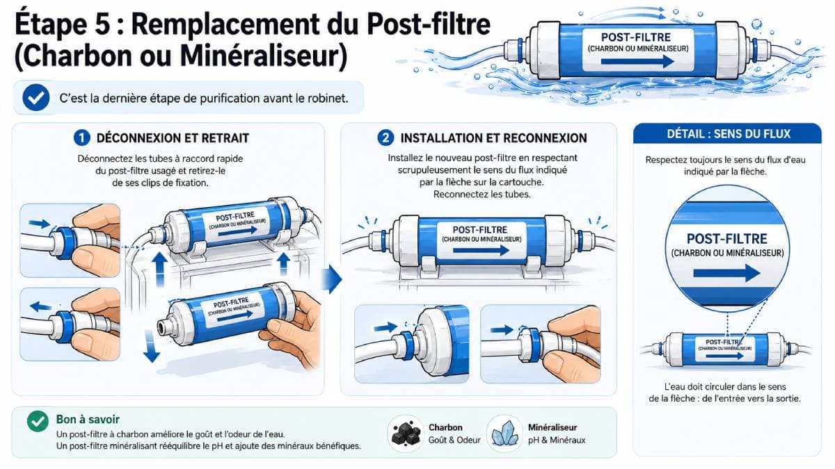 Le remplacement du post-filtre charbon ou min&eacute;raliseur