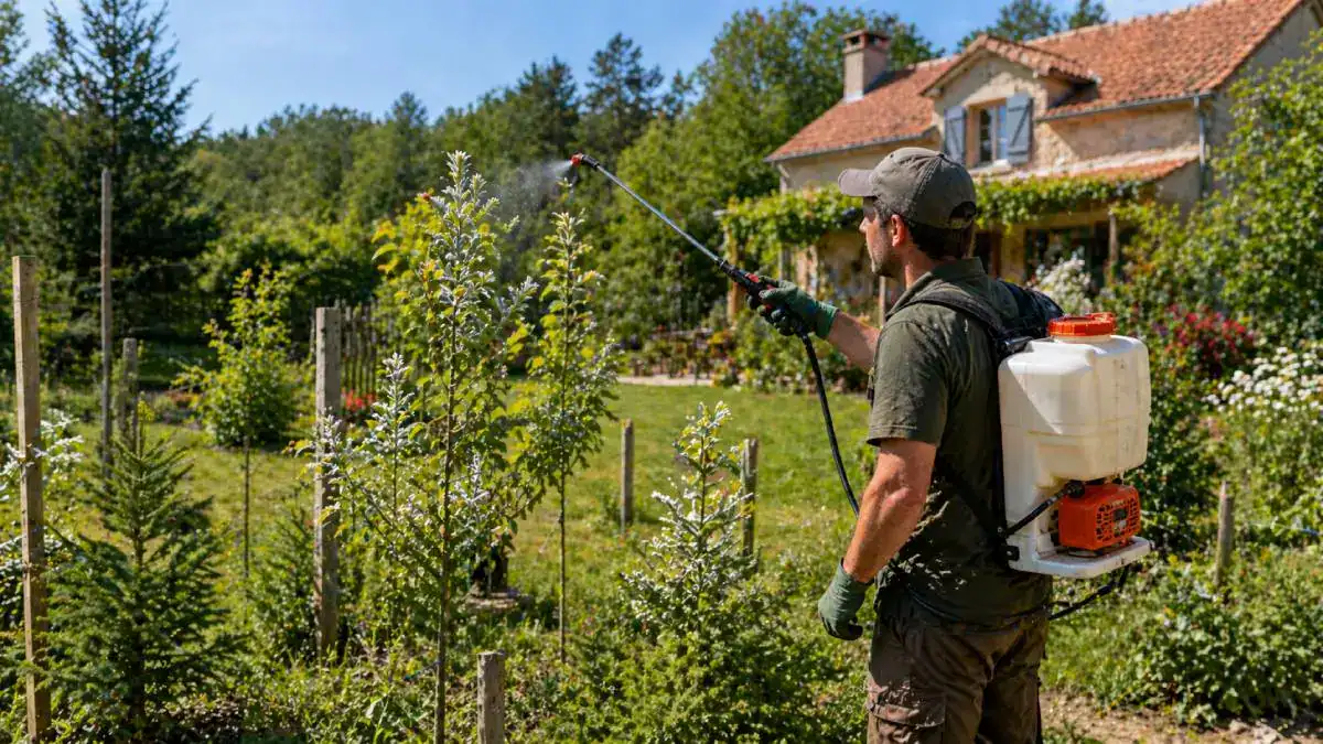 Application du r&eacute;pulsif Trico sur jeunes arbres