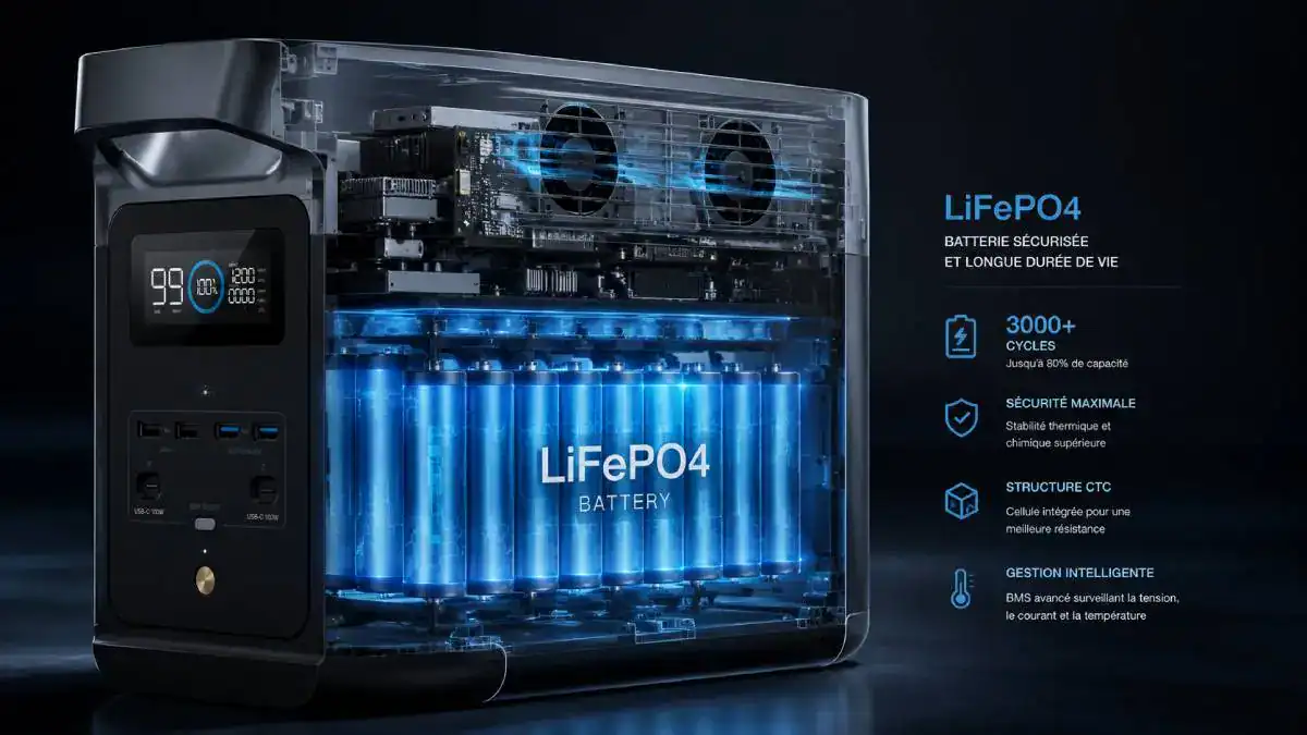 EcoFlow DELTA 2 compos&eacute; de sa batterie haute performance