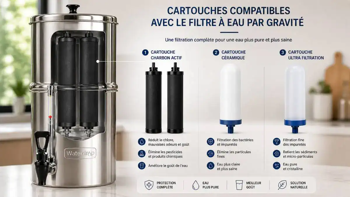 Cartouches filtrantes pour filtre &agrave; eau par gravit&eacute;