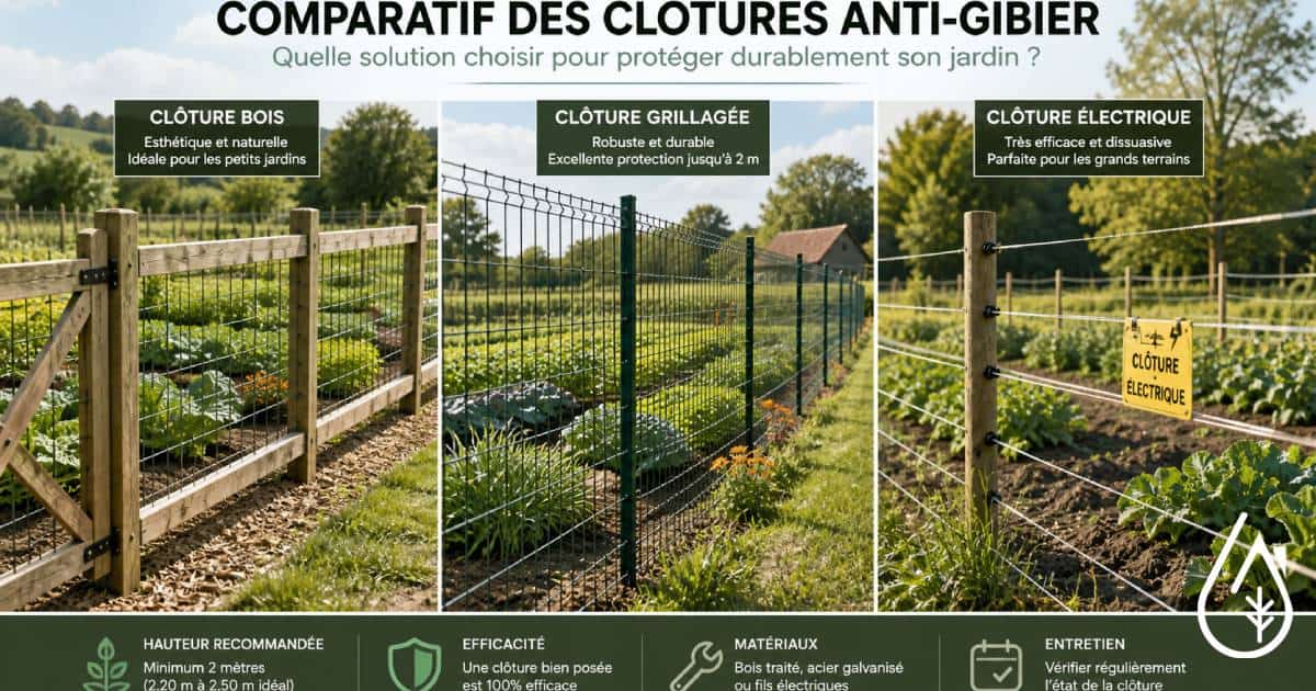 Cl&ocirc;ture anti gibier pour jardin