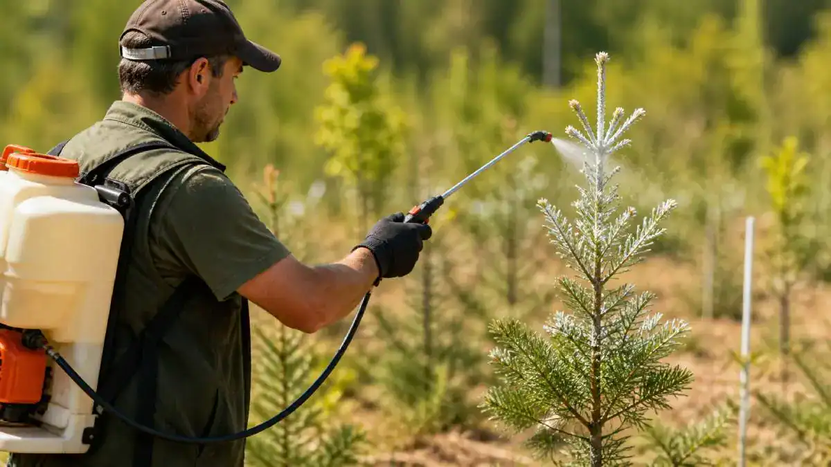 Application d'un r&eacute;pulsif chevreuil sur jeunes arbres